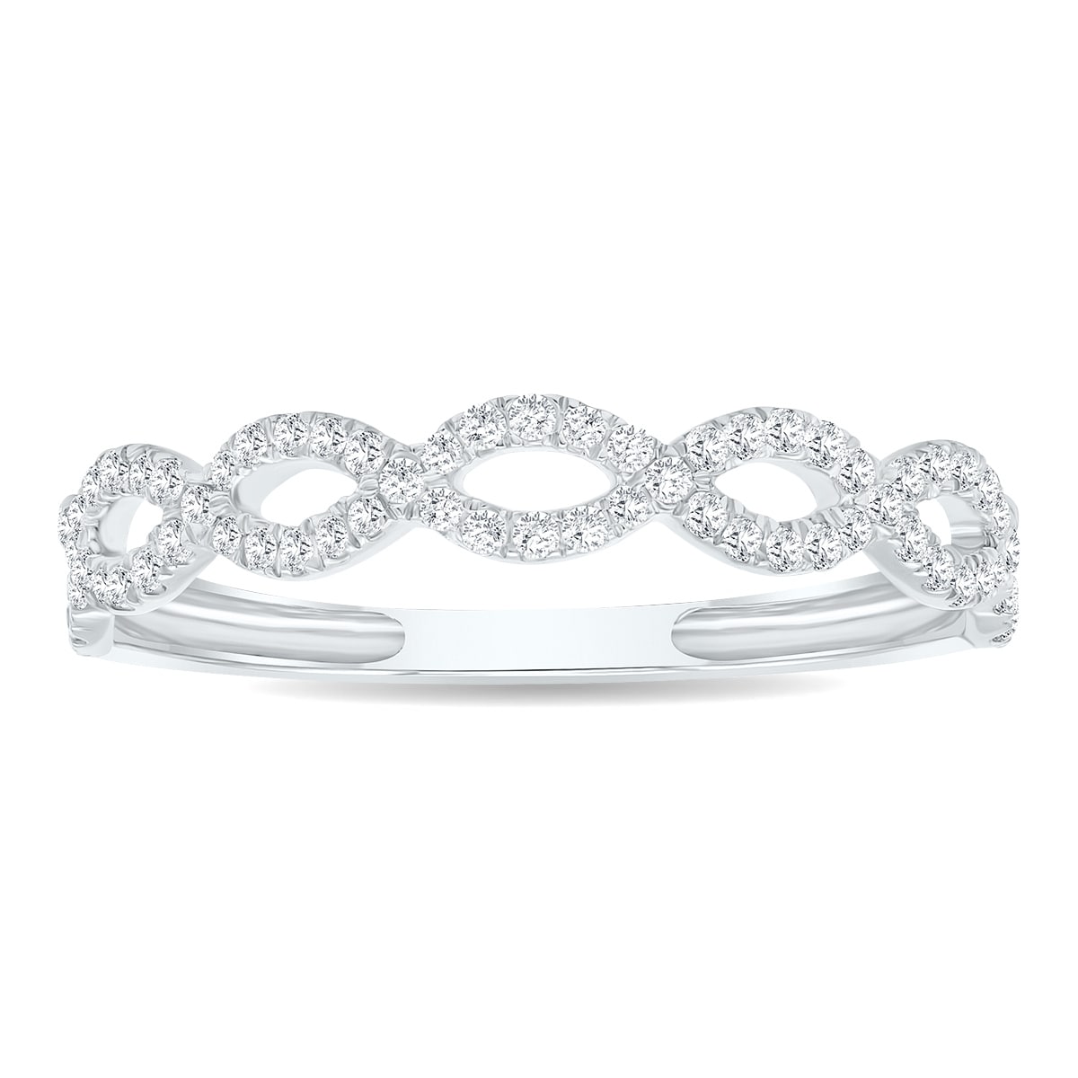 Marquee Women's 1/4 Carat TW 3mm Double Row Twisted Diamond Wedding Band in 10K White Gold