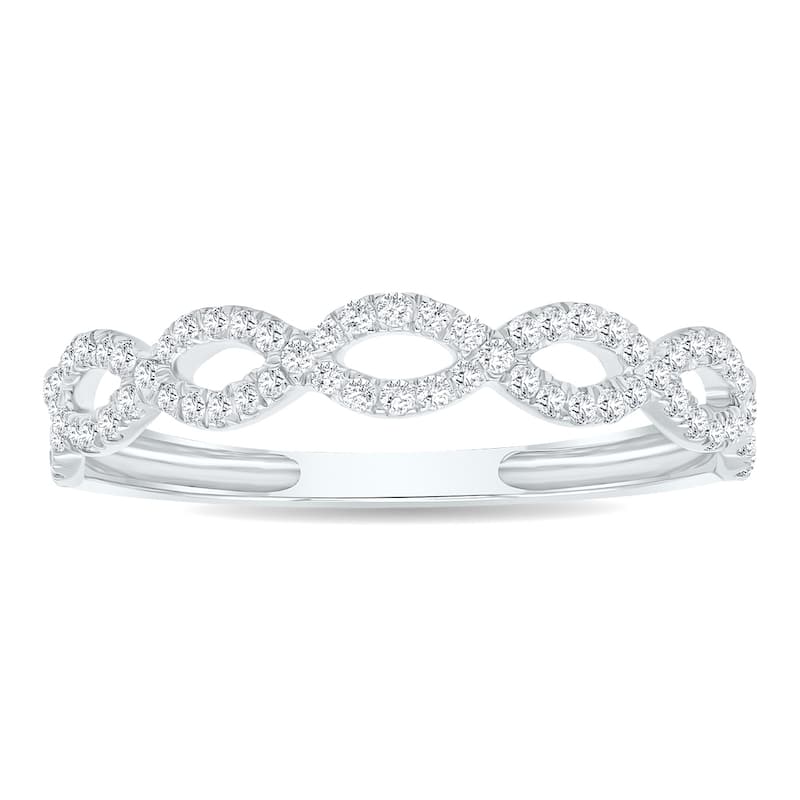 Women's 1/4 Carat TW 3mm Double Row Twisted Diamond Wedding Band in 10K White Gold