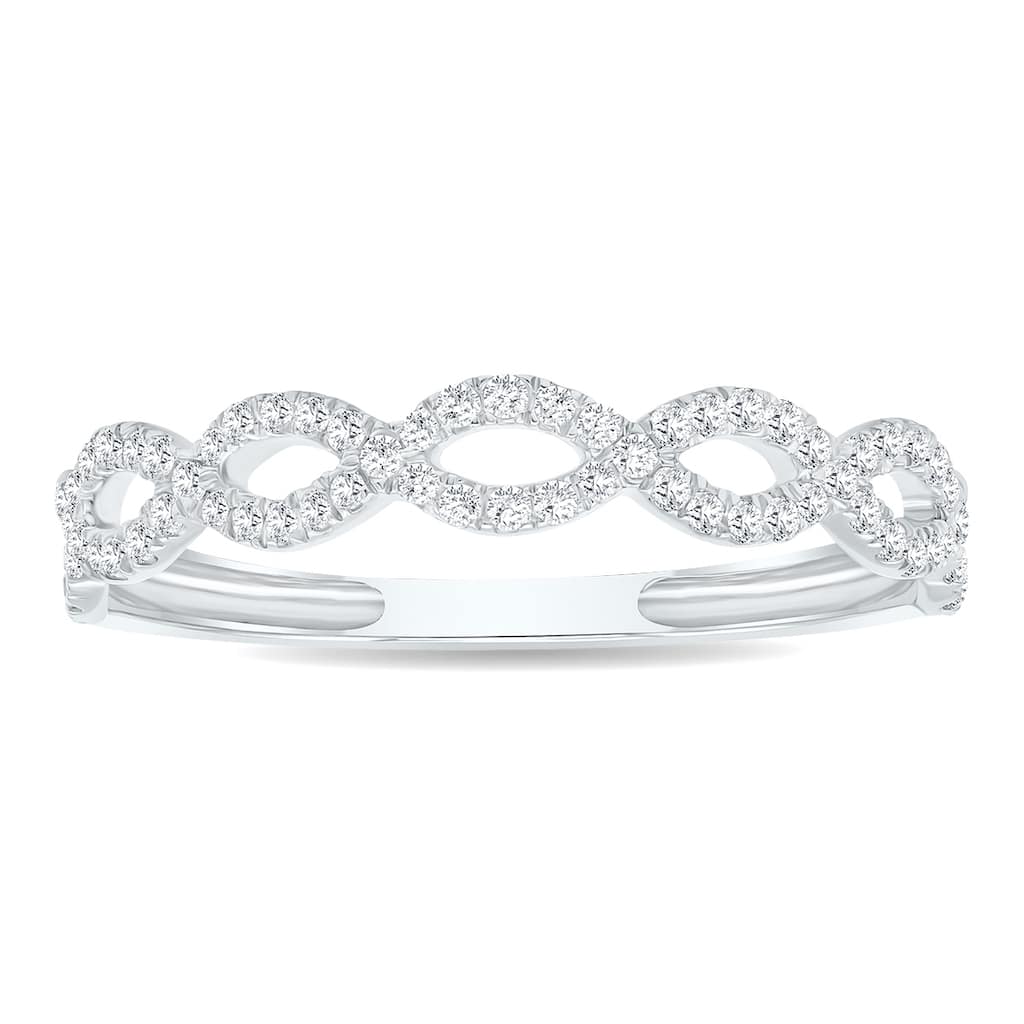 Women's 1/4 Carat TW 3mm Double Row Twisted Diamond Wedding Band in 10K White Gold