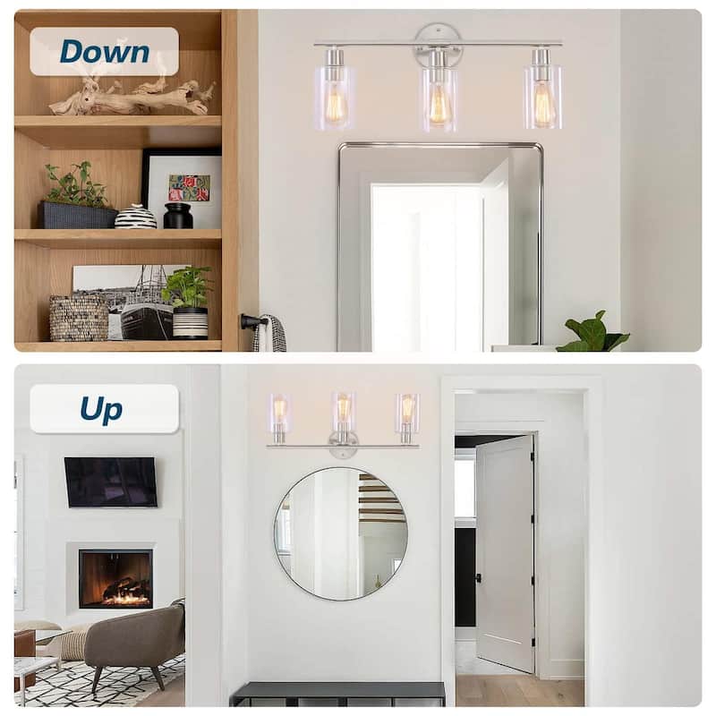 Modern 3-Light Dimmable Bathroom Vanity Lights, Industrial Wall Sconces, Modern Wall Lights - W22.83"x H8.46"