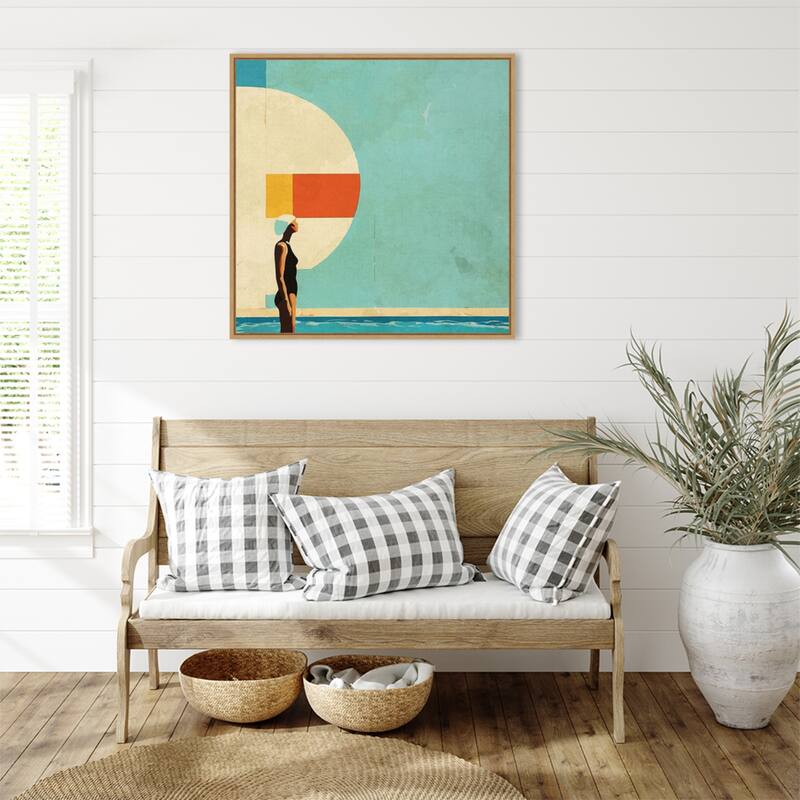 Mid Century Pool by Layla Oz Framed Canvas Wall Art Print