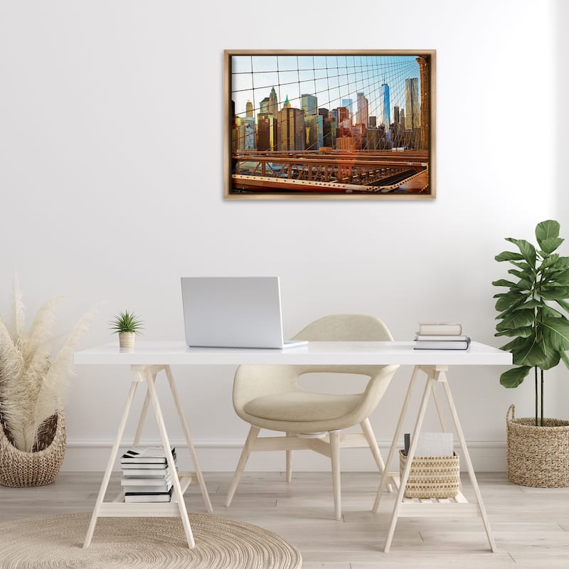 Stupell Cityscape Through Bridge Framed Floater Canvas Wall Art Design By Seven Trees Design