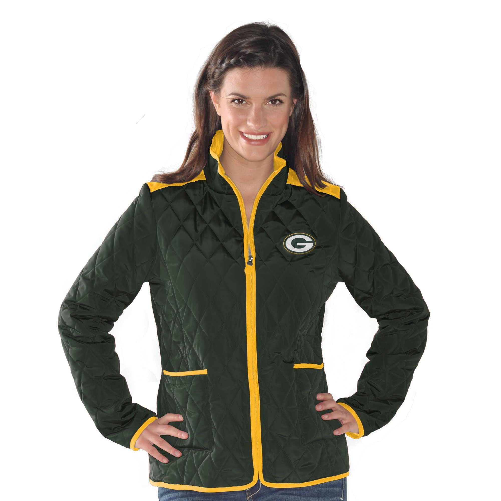 Shop Green Bay Packers Women S Quilted Green Jacket Overstock 30320636