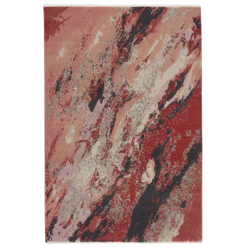 Emeline Abstract Pink/ Red Area Rug - 9'6" x 12'7" - Rectangle