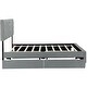 preview thumbnail 6 of 13, Twill Upholstered Bed with Twin Trundle & Drawers, Queen Size, Grey