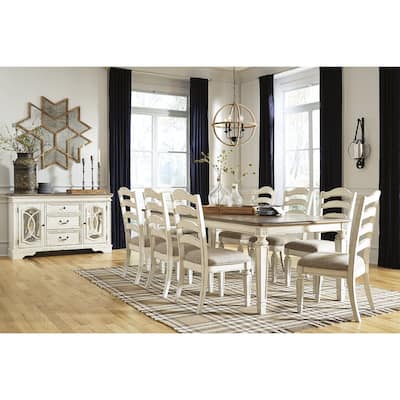 Signature Design by Ashley Realyn White / Light Brown 9-Piece Dining Package