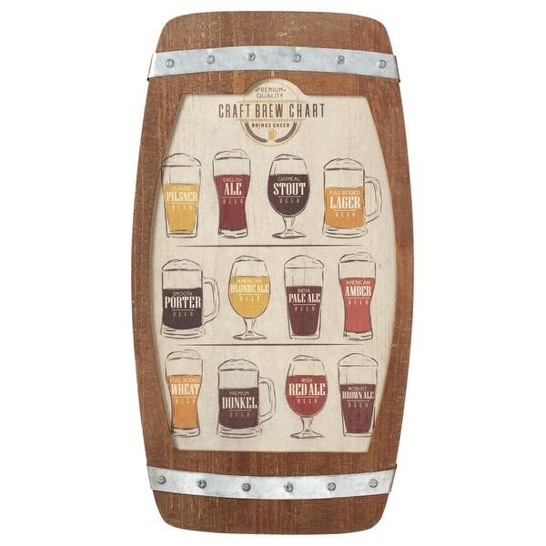 Set Of 2 Rustic Brown Craft Brew Beer Chart Barrel Wall Art 23 5 Overstock 20982661