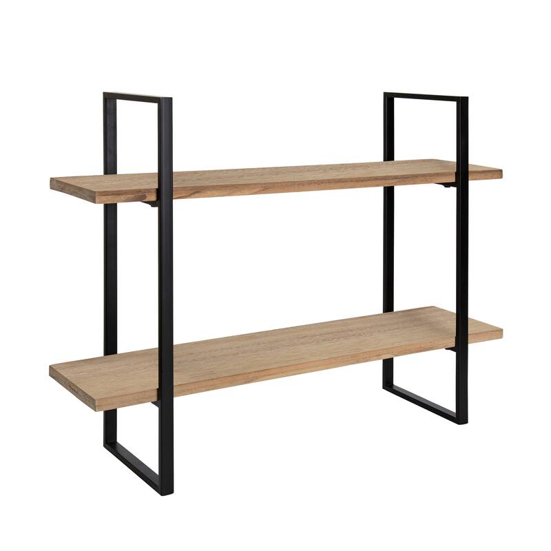 Kate and Laurel Leigh Wood and Metal Wall Shelf