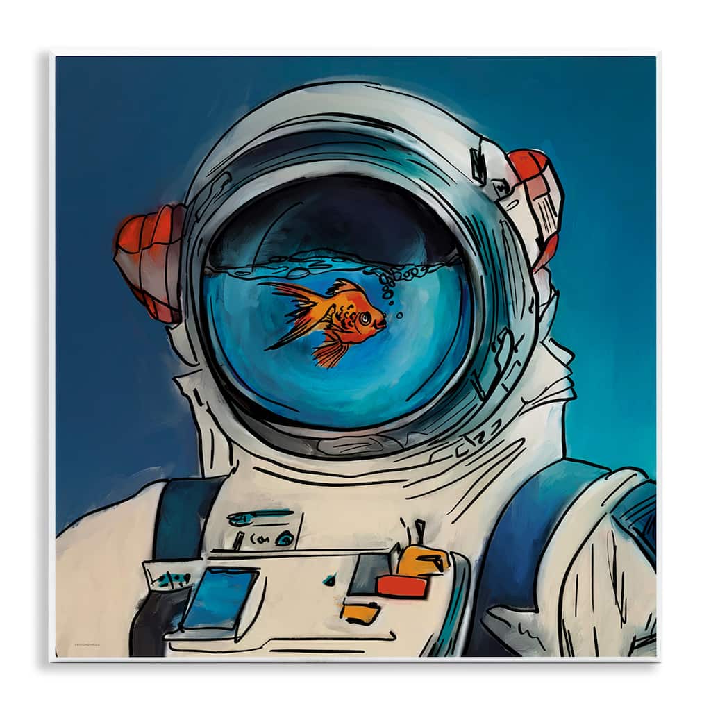 Stupell Goldfish Astronaut Suit Wall Plaque Art Design By Kamdon Kreations