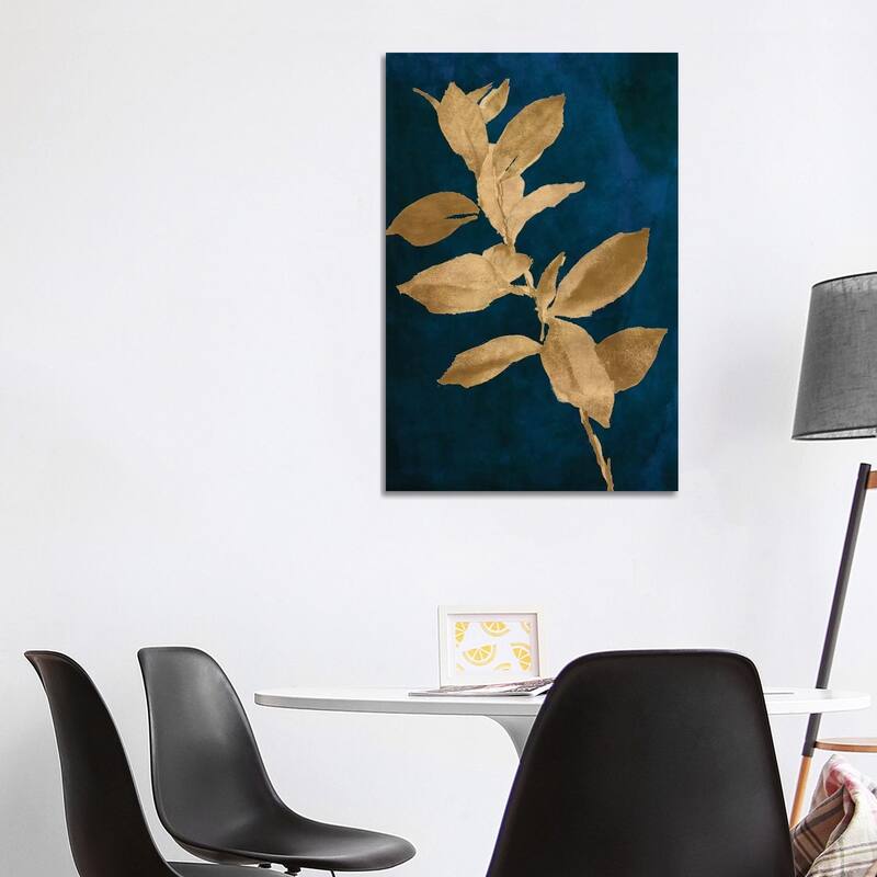iCanvas "Gold Leaves on Navy IV" by Lanie Loreth Canvas Print - 40x26x1.5