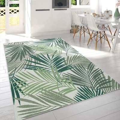 Indoor & Outdoor Rug - Jungle Design with Green Palm Trees