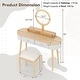 preview thumbnail 25 of 38, Costway Solid Wood Makeup Vanity Desk Set with LED Lighted Mirror