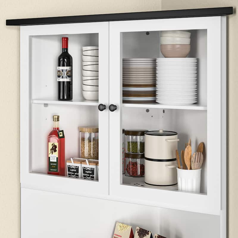 VEIKOUS 71 "Tall Corner Cabinet Storage with Doors and Adjustable Shelves