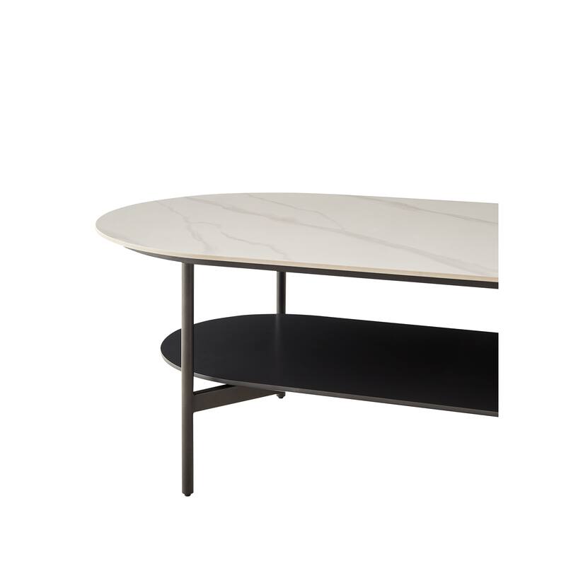 Coffee table ceramic Coffee Table, MDF painting Double Layer Coffee Table for Living Room