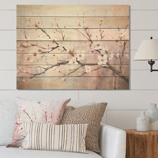 Designart "Pink And White Cherry Blossom Tree II" Cherry Wood Wall Art ...