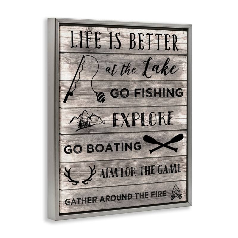 Stupell Lake Activities & Phrases Framed Floater Canvas Wall Art Design By CAD Designs