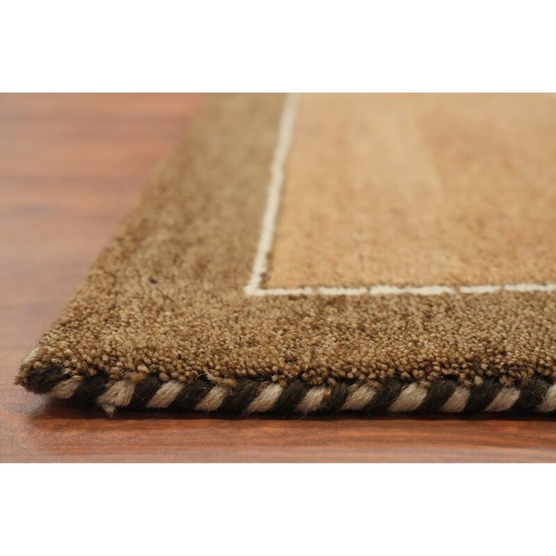 Hand Knotted Oriental 100% Wool Carpet Modern Geometric Beige & Ivories Gabbeh Area Rug - 11' 5'' X 8' 1''