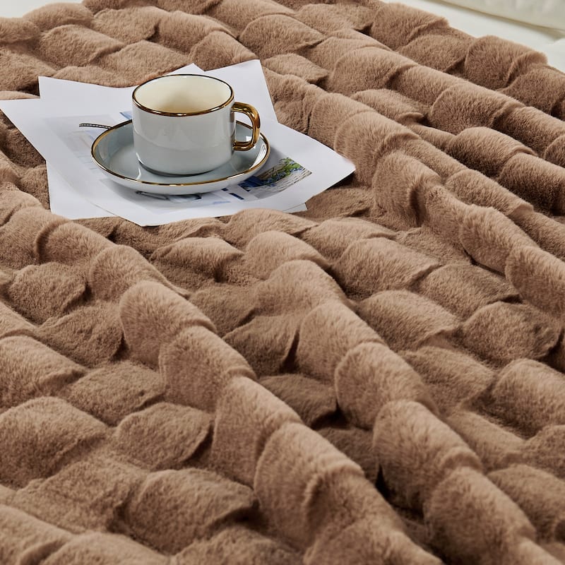 Home Soft Things Brick Textured FauxFur Throw Decorative Blankets