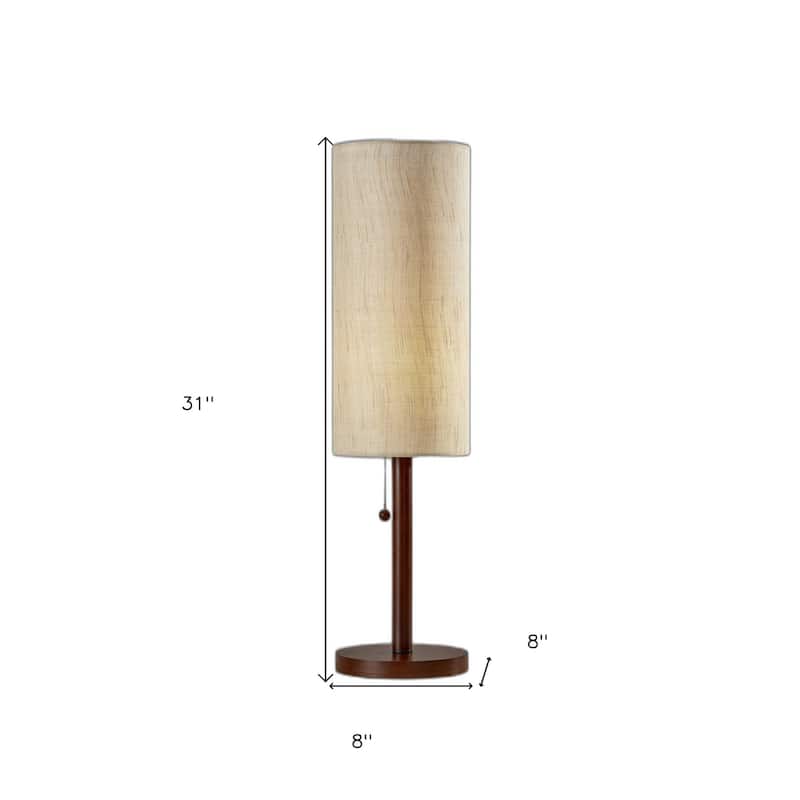 HomeRoots 31" Walnut Solid Wood Standard Table Lamp With Beige Shade - 8