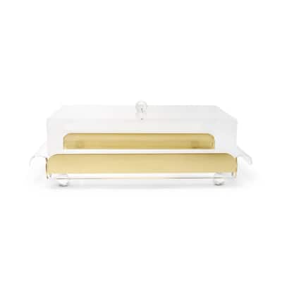 Rectangle Cake Tray with Clear Cover and Gold Sides, 18"L