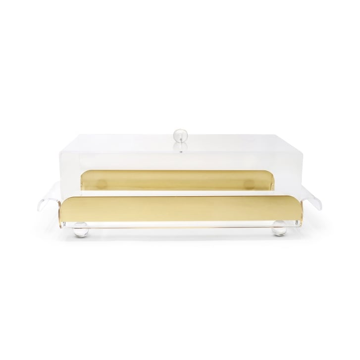 Rectangle Cake Tray with Clear Cover and Gold Sides, 18"L