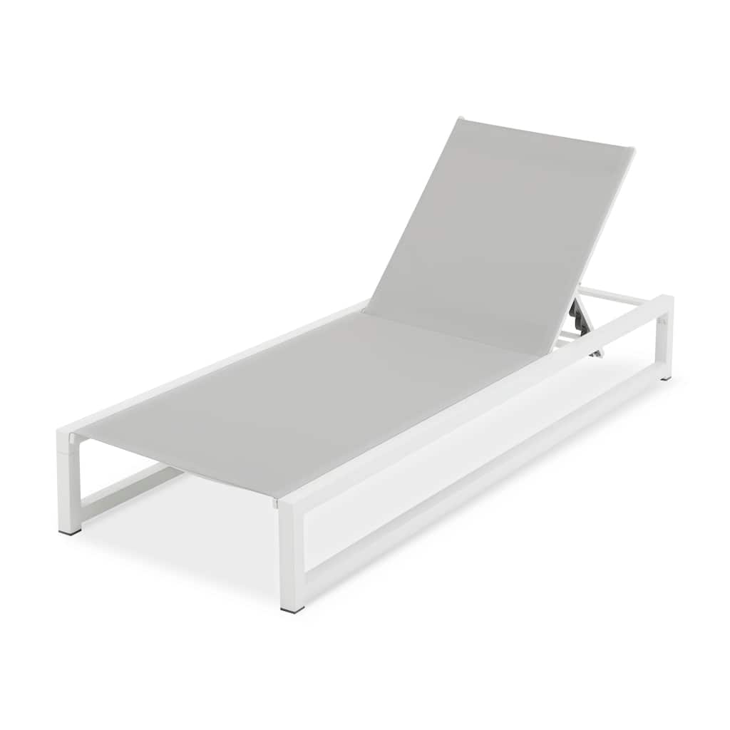 5-Level Adjustable Outdoor Chaise Lounge, Durable Aluminum Frame & Textilene Mesh, Perfect for Patio/Poolside