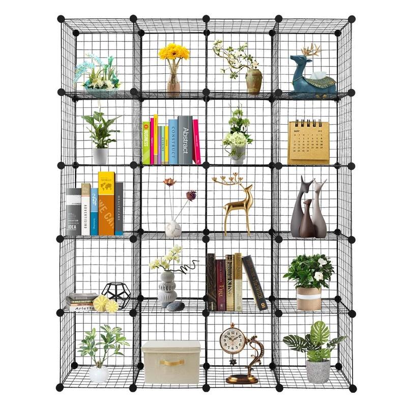 20-Cube Multifunctional Organizer Stackable Plastic Cube Storage Shelves,Black - Black