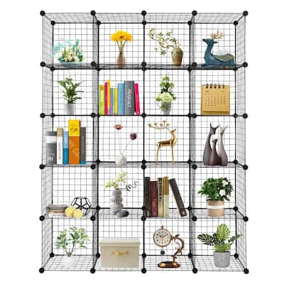 20-Cube Multifunctional Organizer Stackable Plastic Cube Storage Shelves,Black