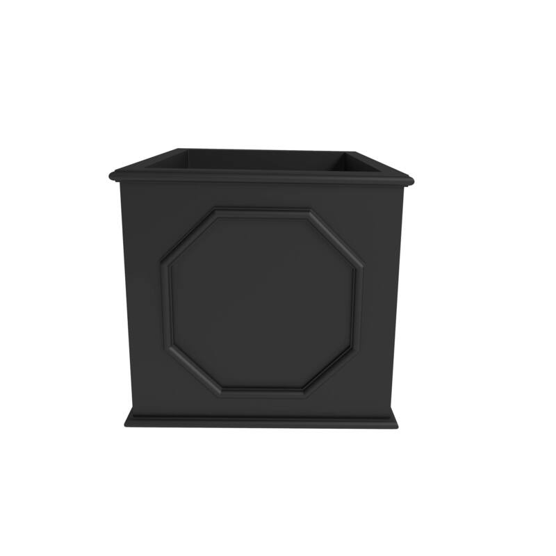 Sprout Modern Fiberstone Square Planter Pot with Drainage Holes for Home Garden Yard Patio Porch Office- No Assembly Required