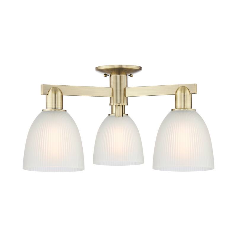 Innovations Lighting Endless Possibilities Arcadia - Castile - 3 Light 24" Semi-Flush Mount - Antique Brass/White