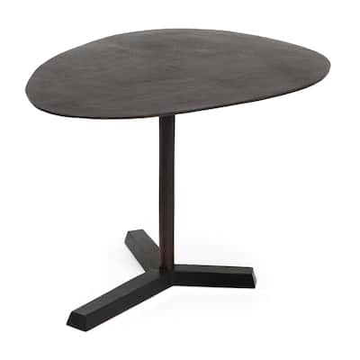 Eli Side End Table, 27 Inch Elliptical Top, Aluminium Tripod Base