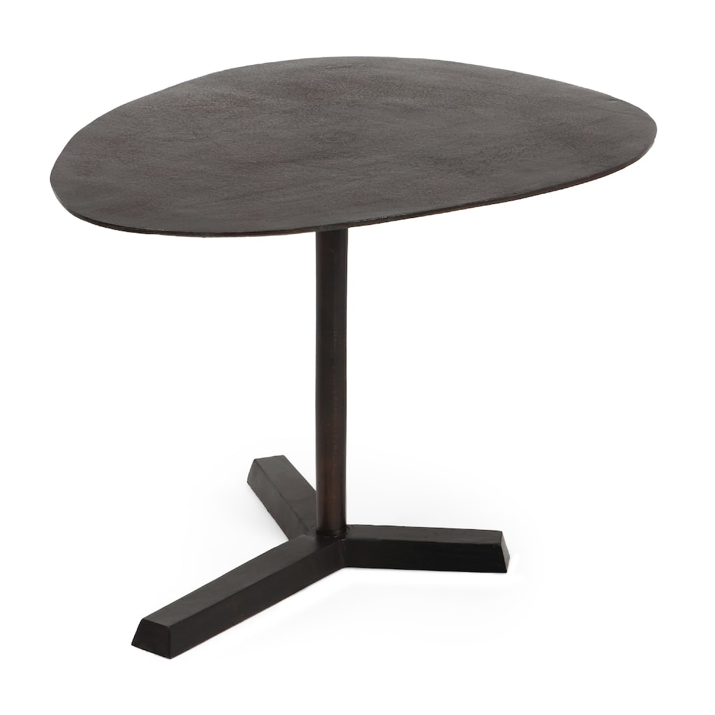 Eli Side End Table, 27 Inch Elliptical Top, Aluminium Tripod Base