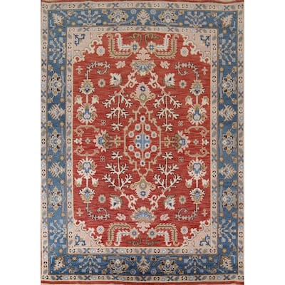 Oushak Oriental Area Rug Hand-Knotted Wool Carpet - 8'1"x 9'11"