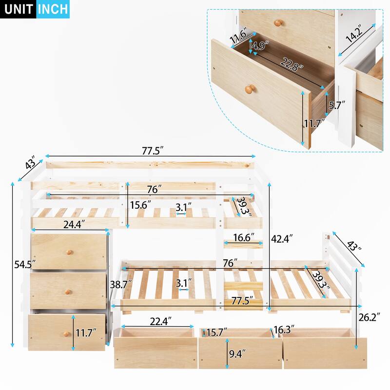 Twin over Twin Loft Bunk Bed