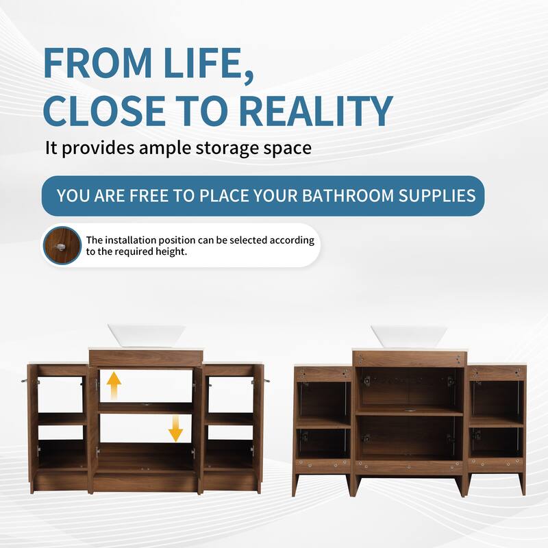 ARTCHIRLY 24/36/48/60 Inch Bathroom Vanity with Sink, Freestanding Bathroom Vanity with Soft Close Door and Shelf