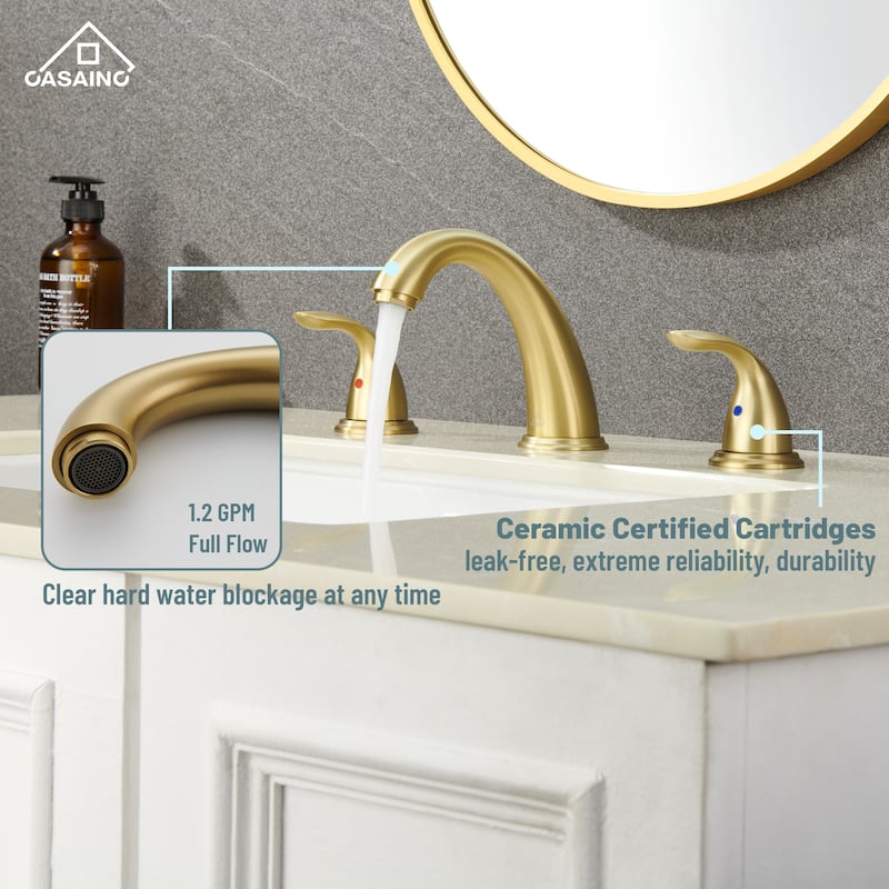 8 in. Widespread Double Handle Bathroom Faucet with Drain Kit Included