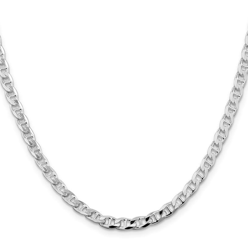 Curata 925 Sterling Silver Rhodium 4.65mm Flat Cuban Anchor Chain Necklace Options: 18 20 22 24