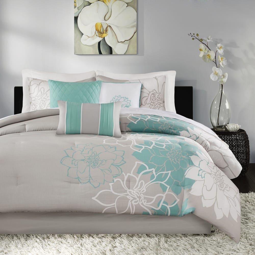 Madison Park Lola Aqua Cotton Comforter Set