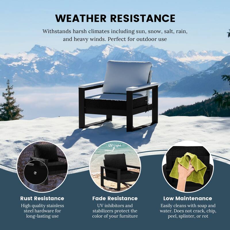 Polytrends Endless Patio Deep Seating Club Chair with Black Frame