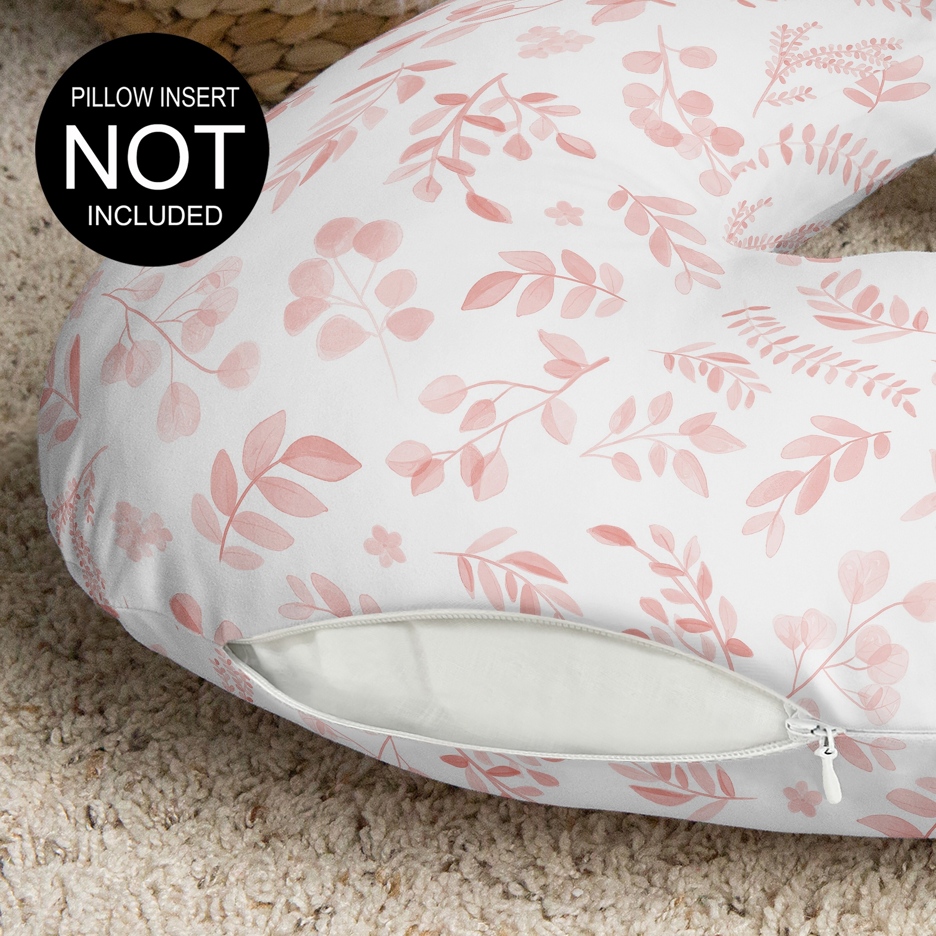 Sweet Jojo Designs Blush Pink White Floral Leaf Girl Nursing Pillow Cover Baby Breastfeeding Slipcover Infant Newborn Nursery Bottle