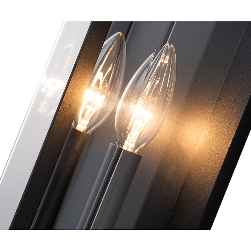 Modern Black Outdoor Wall Lights with 2-Light Candelabra