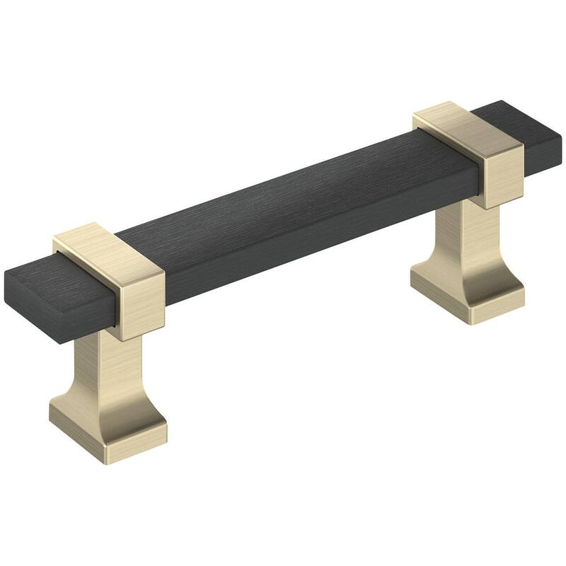 Amerock BP37080 Overton 3" Center to Center Bar Cabinet Pull - Brushed Matte Black / Golden Champagne