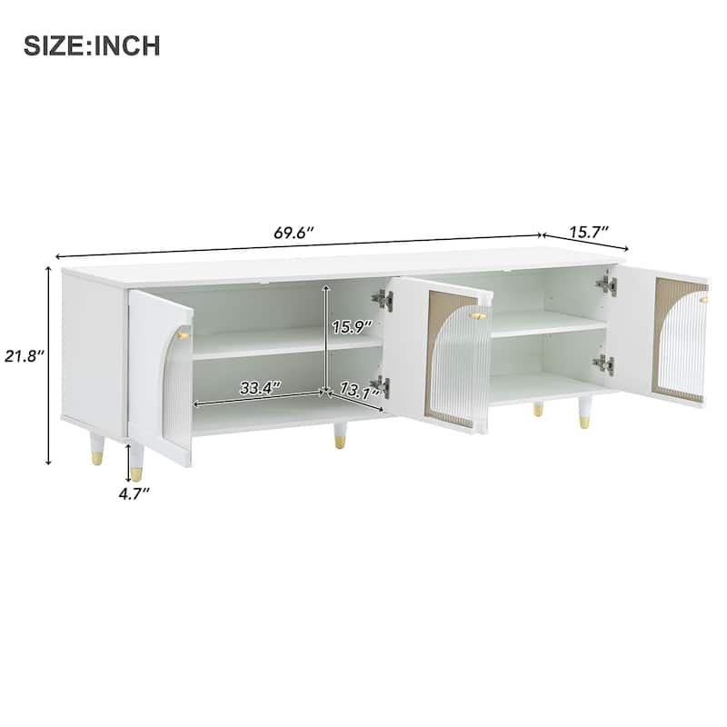 TV Stand Entertainment Center with Adjustable Shelves, 2 Cabinets, Glass Doors Media Console Table for TVs up to 78"