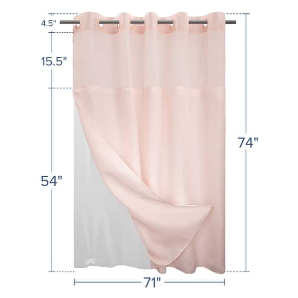 dimension image slide 3 of 19, No Hook Slub Linen Texture Shower Curtain with PEVA Snap-in Liner