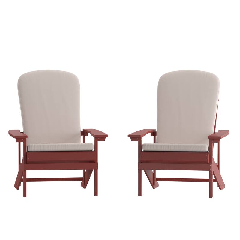 Indoor/Outdoor Adirondack Chairs with Cushions - Set of 2