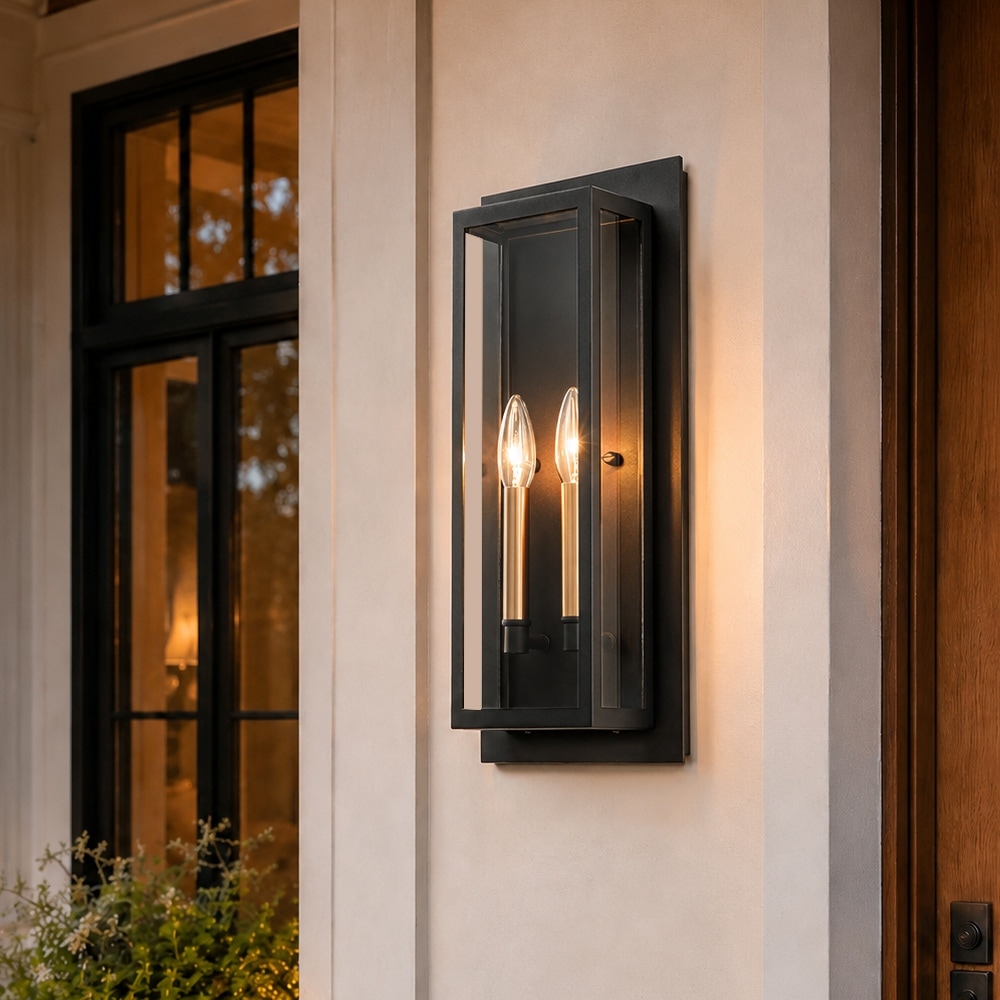 17.5" modern Black wall sconce with candelabra