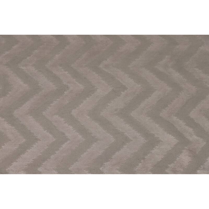 Chevron Style Modern Area Rug Handmade Wool Carpet - 8'0" x 9'10"