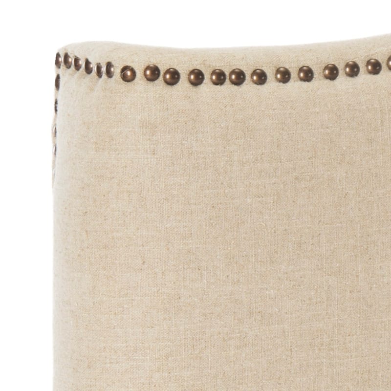 SAFAVIEH Torrie Hemp Linen Upholstered Headboard - Brass Nailhead (Twin)