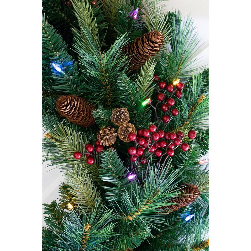 Traditional Woodland Berry Garland B/O WW & MU LED (6', 9' or 12') - 6' LED T5 Mini Lights