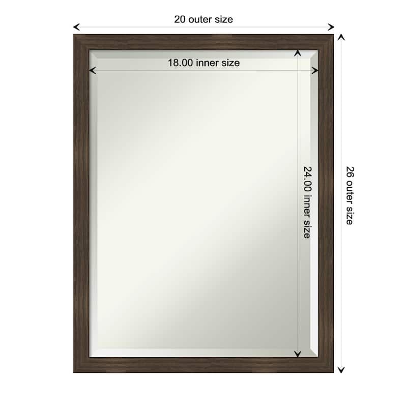 Woodgrain Stripe Beveled Wood Framed Wall Mirror - Woodgrain Stripe Chocolate - Glass Size 18x24